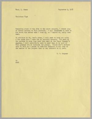 [Letter from I. H. Kempner to Thomas L. James, September 4, 1957]