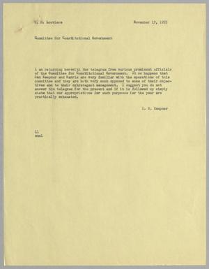 [Letter from I. H. Kempner to W. H. Louviere, November 19, 1955]