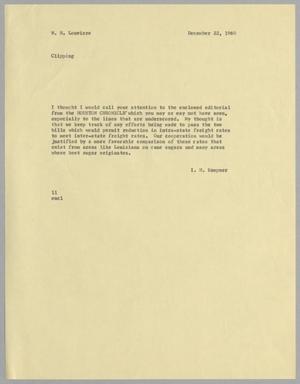 Primary view of object titled '[Letter from I. H. Kempner to W. H. Louviere, December 22, 1960]'.