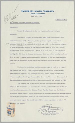 [Letter from R. M. Armstrong to Texas and Oklahoma Brokers, June 17, 1960]