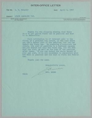 [Letter from George Andre to I. H. Kempner, April 6, 1960]