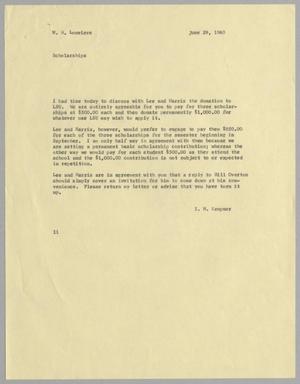 [Letter from I. H. Kempner to W. H. Louviere, June 29, 1960]