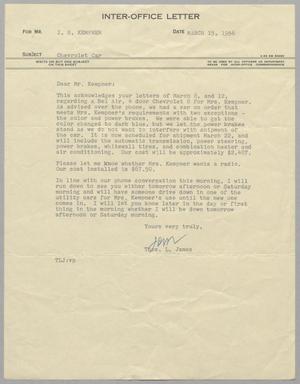 [Letter from Thomas L. James to I. H. Kempner, March 15, 1956]