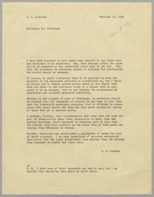 Primary view of [Letter from I. H. Kempner to W. H. Louviere, November 17, 1960]