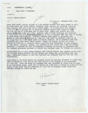 Primary view of object titled '[Herman Lurie's Weekly Report, November 18, 1955]'.