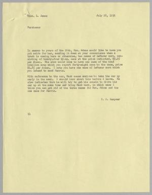 Primary view of object titled '[Letter from I. H. Kempner to Thomas L. James, July 28, 1956]'.