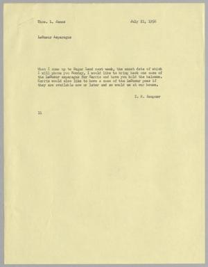 [Letter from I. H. Kempner to Thomas L. James, July 21, 1956]