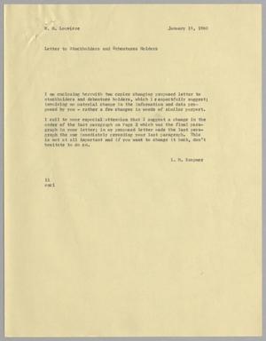 [Letter from I. H. Kempner to W. H. Louviere, January 19, 1960]