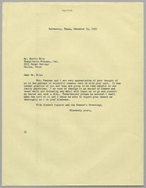 Primary view of object titled '[Letter from I. H. Kempner to Morris Hite, December 14, 1955]'.