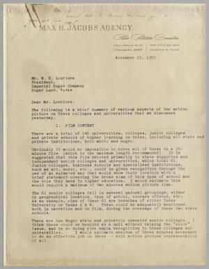 [Letter from Sam E. Drake to W. H. Louviere, November 23, 1955]