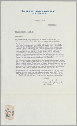 [Letter from Ken L. Laird to All Brokers - List #1, August 9, 1955]