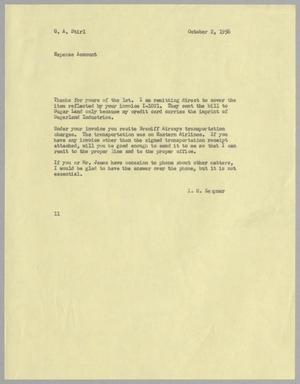 [Letter from I. H. Kempner to G. A. Stirl, October 2, 1956]