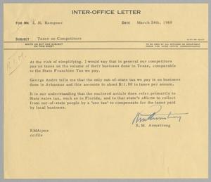 [Letter from R. M. Armstrong to I. H. Kempner, March 24, 1960]