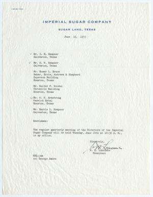 [Letter from W. H. Louviere, to Directors of Imperial Sugar Company, June 10, 1955]
