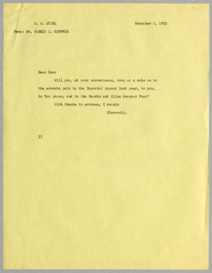 [Letter from Harris L. Kempner to G. A. Stirl, November 2, 1955]