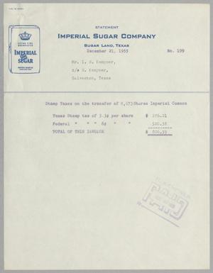 [Invoice for Imperial Sugar Company Stamp Taxes, December 21, 1955]