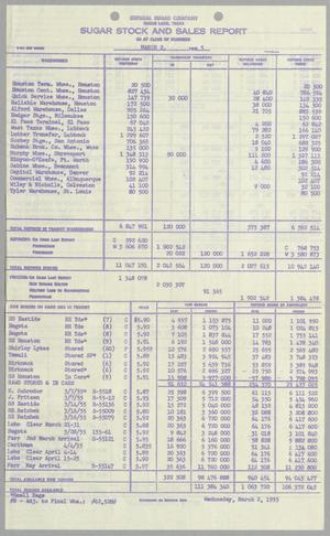 [Imperial Sugar Company Sugar Stock and Sales Report: March 2, 1955]