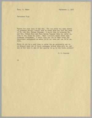 [Letter from I. H. Kempner to Thomas L. James, September 9, 1957]