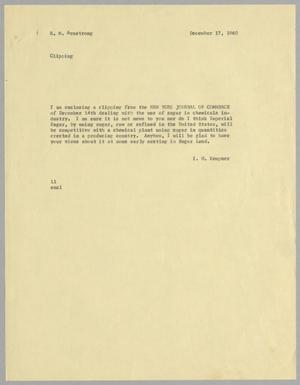 [Letter from I. H. Kempner to R. M. Armstrong, December 17, 1960]