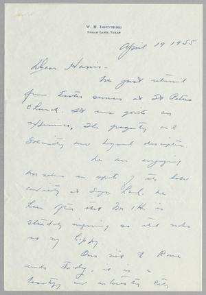[Letter from W. H. Louviere to Harris L. Kempner, April 19, 1955]