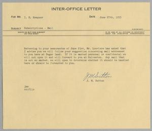 [Letter from J. M. Sutton to I. H. Kempner, June 27, 1955]