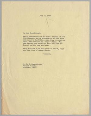 [Letter to E. R. Cheesborough, July 12, 1960]