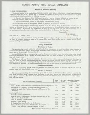 [South Porto Rico Sugar Company Notice of Annual Meeting, January 3, 1955]