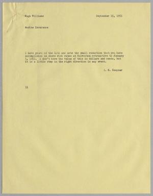 [Letter from I. H. Kempner to Hugh Williams, September 15, 1955]