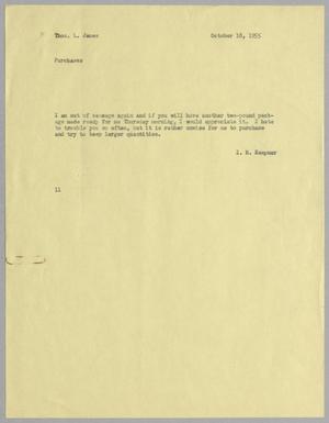 [Letter from I. H. Kempner to Thomas L. James, October 18, 1955]