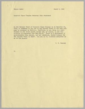 [Letter from Isaac Herbert Kempner to George Andre, March 9, 1960]