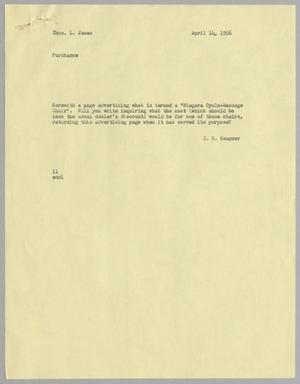 [Letter from I. H. Kempner to Thomas L. James, April 14, 1956]