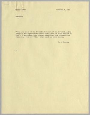[Letter from I. H. Kempner to George Andre, November 4, 1960]