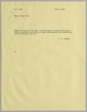 [Letter from I. H. Kempner to E. O. Wood, July 1, 1955]