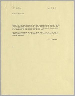 [Letter from I. H. Kempner to C. H. Jenkins, March 4, 1960]