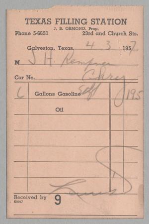 [Invoice for Gallons of Gasoline, April 3, 1957]