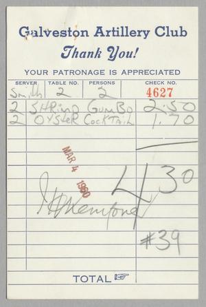 [Invoice for Food, 1960]