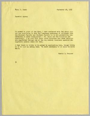 [Letter from Harris L. Kempner to Thomas L. James, September 26, 1955]