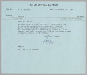 [Letter from G. A. Stirl to F. H. Reyner, September 23, 1960]