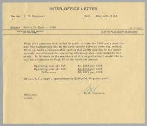 [Letter from W. H. Louviere to I. H. Kempner, May 12, 1960]