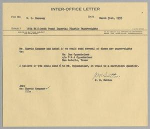 [Letter from J. M. Sutton to W. O. Caraway, March 31, 1955]