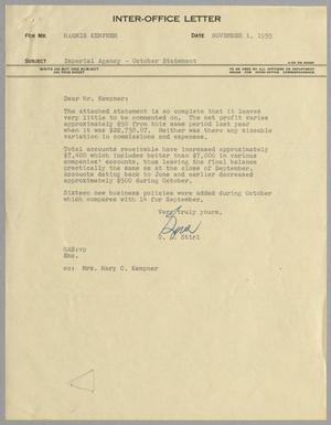 [Letter from G. A. Stirl to Harris Kempner, November 1, 1955]