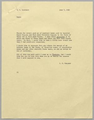 [Letter from I. H. Kempner to W. H. Louviere, June 7, 1960]