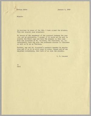 [Letter from I. H. Kempner to George Andre, January 5, 1960]