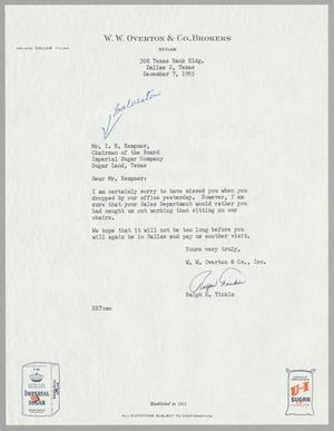 [Letter from Ralph E. Tinkle to I. H. Kempner, December 7, 1955]