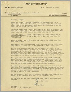 [Inter-Office Letter from Gus A. Stirl to Harris Kempner, January 5, 1955]