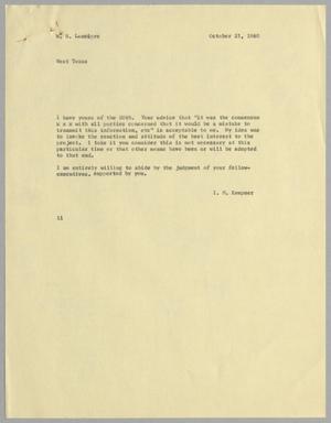 [Letter from I. H. Kempner to W. H. Louviere, October 21, 1960]