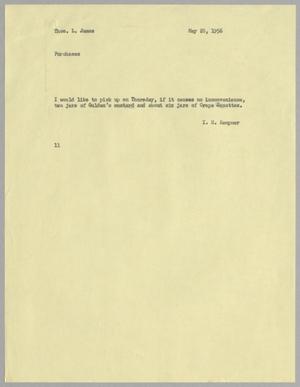 [Letter from I. H. Kempner to Thomas L. James, May 28, 1956]