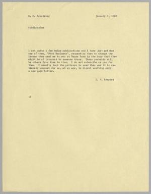[Letter from I. H. Kempner to R. M. Armstrong, January 4, 1960]