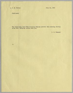 [Letter from I. H. Kempner to J. M. Sutton, July 12, 1955]