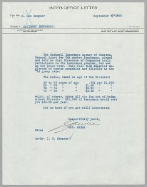 [Letter from George Andre to Robert Lee Kempner, September 9, 1960]